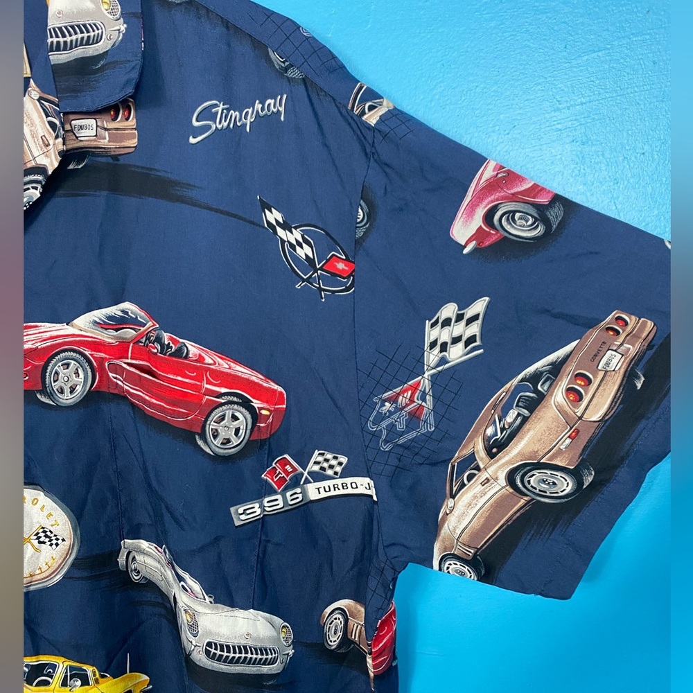 Paradise Found Corvette Hawaii Button Up Cars Hawaiian Vacation XL Vintage - Picture 5 of 9